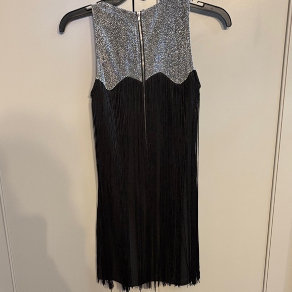 The Vintage Shop Black and Silver Fringe Dress Flapper! Sz sm - Picture 6 of 6